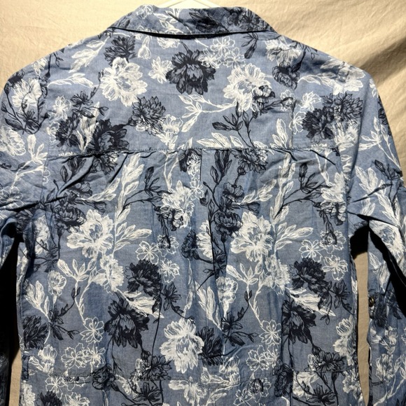 Max Women‎ 1/4 Button Shirt Dress Size S/10 Floral Blue Long Sleeve - Picture 11 of 14